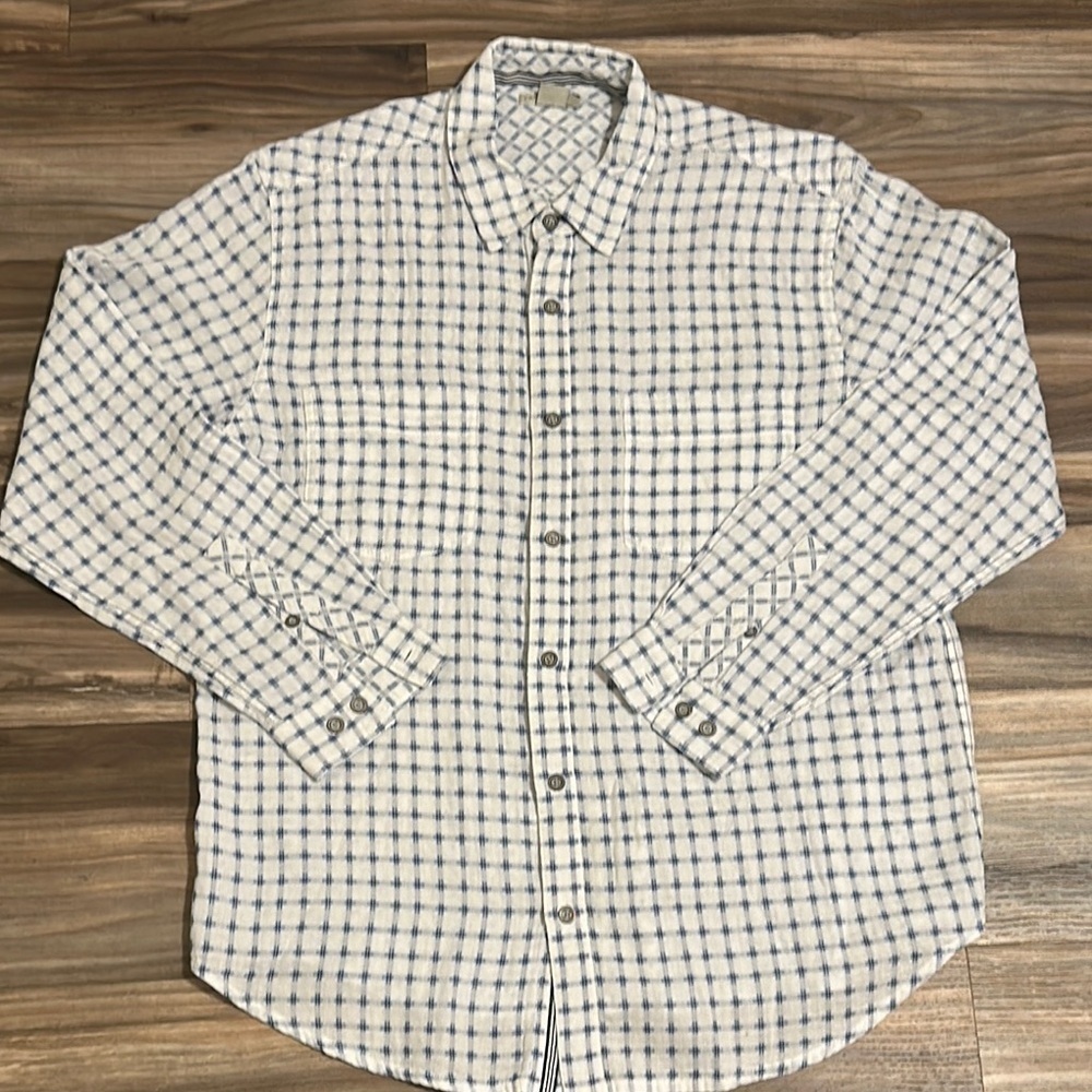 Carbon 2 Cobalt shirt men’s large white blue geometric convergence long sleeve